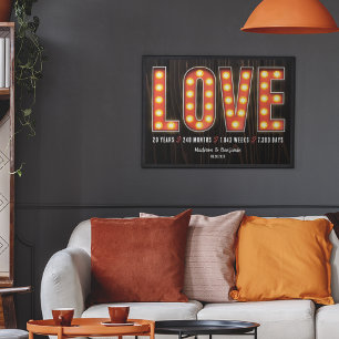 Poster Amor Personalizado por 20 de Aniversário de Marco 