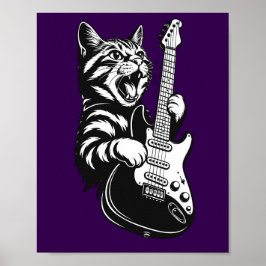 Poster Amor por Música Legal | Gato de Rock Tocando Guita