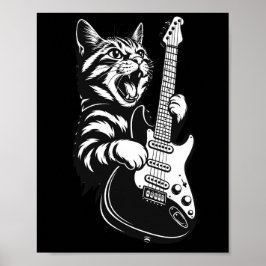 Poster Amor por Música Legal | Gato de Rock Tocando Guita