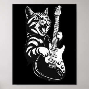 Poster Amor por Música Legal Gato de Rock Tocando Guita