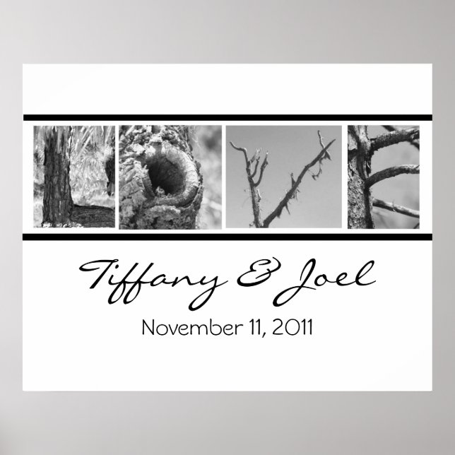 Póster Amor:Poster de Casamento Natureza com nomes e data (Frente)