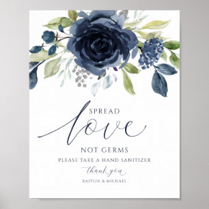 Poster Amor Propagado Não Germes Sinal Marinho Floral