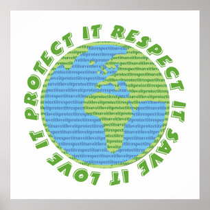 Poster Amor, proteger, respeitar, salvar o planeta Terra