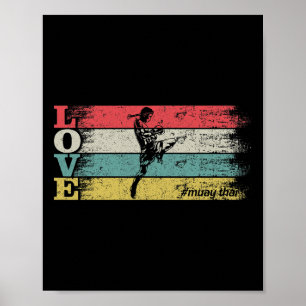 Poster Amor Retro Vintage Mma Kickboxing Muay Thai Silhue