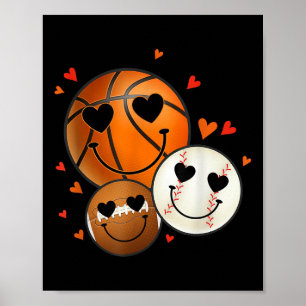 Poster Amor Rosto de futebol de basquetebol