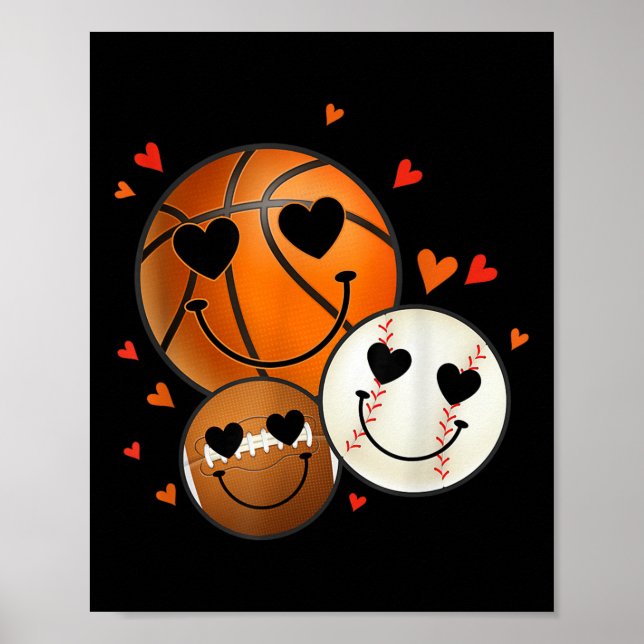 Poster Amor Rosto de futebol de basquetebol (Frente)