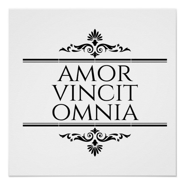 Póster Amor Vincit Omnia Conquista Todas as Frases Latina (Frente)