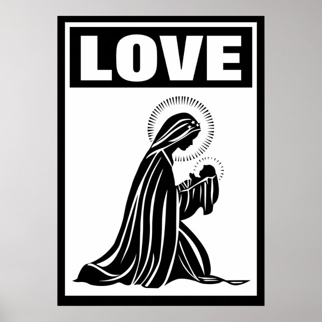 POSTER AMOR VIRGIN MARY BABY JESUS NATIVITY CATÓLICO (Frente)