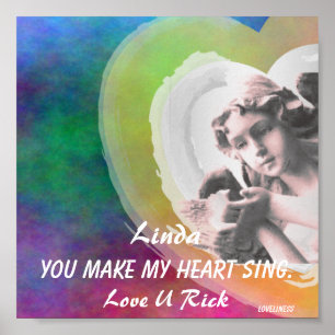 Poster Amor você faz meu coração cantar