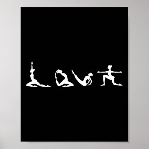 Poster Amor Yoga Tipografia Lindo Pose de Meditação Yoga 