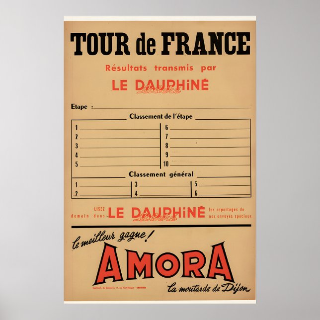 Poster Amora Tour de France - Dauphine Libre Original (Frente)