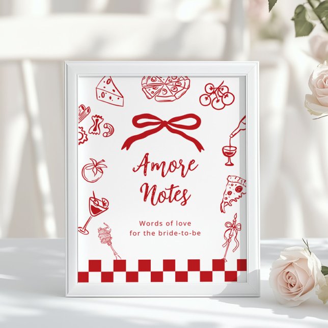 Poster Amore notes Thats Amore Red Advice bridal shower (Criador carregado)