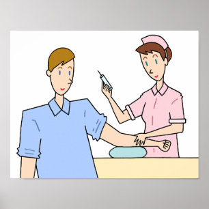 Poster Amostragem de sangue e vacinação.