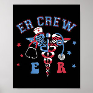 Poster & Branco Vermelho; Emergência de Enfermeira Eng