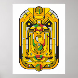 Poster Ampel - Abstrato Geométrico Cyberpunk Amarelo