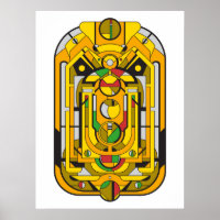 Ampel - Abstrato Geométrico Cyberpunk Amarelo