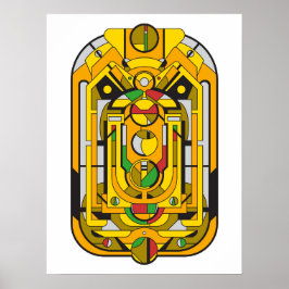 Poster Ampel - Abstrato Geométrico Cyberpunk Amarelo