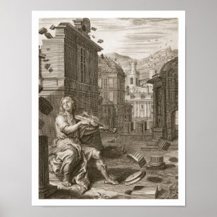 Póster Amphion constrói as paredes de Thebes pela músic