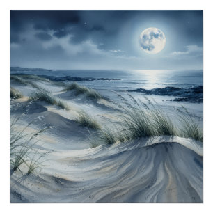 Póster Ampliação de Foto da Lua Sobre o Mar Calmo