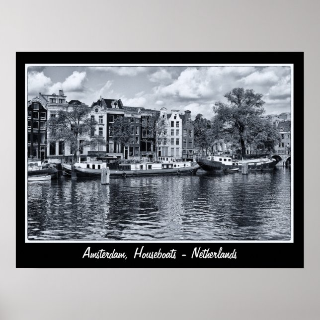 Póster Amsterdã - Holanda, Casas Flutuantes (Cartaz) (Frente)