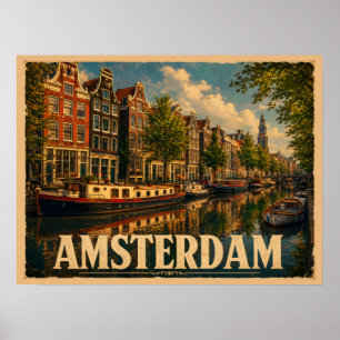 Poster Amsterdã Holanda Viagem Vintage