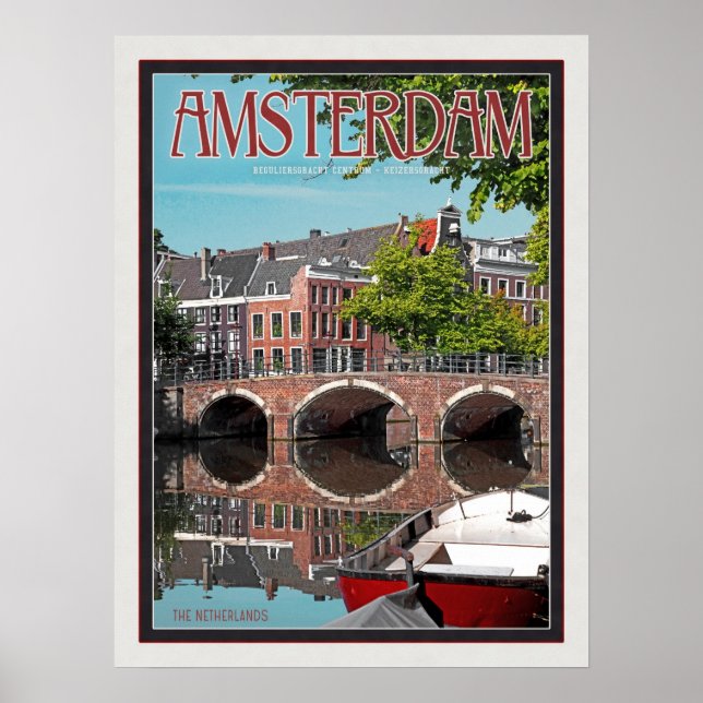 Poster Amsterdã - Keizersgracht-RGrachtCentrum (Frente)