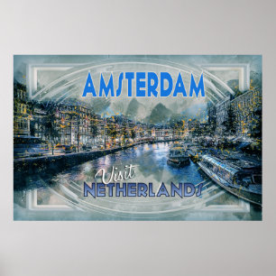 Poster Amsterdã, Visite a Holanda, da série Visita...