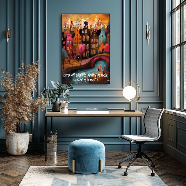 Póster Amsterdam: Magia de Canales y Cultura (Criador carregado)