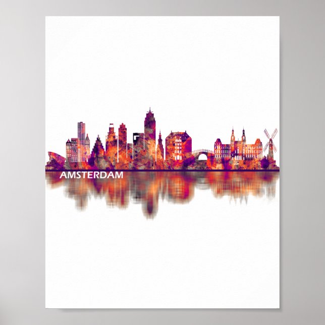 Poster Amsterdam Netherlands Skyline (Frente)