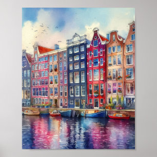 Poster Amsterdam Netherlands Watercolor