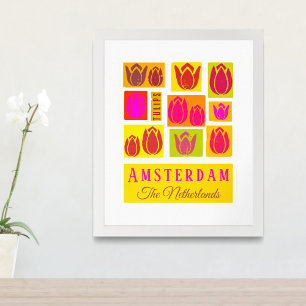 Poster Amsterdam Tulips Países Baixos Holanda