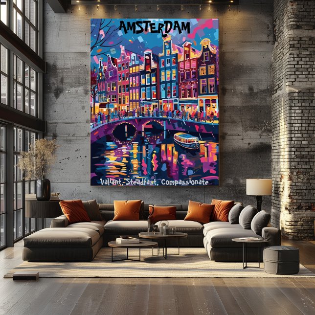 Póster Ámsterdam: Valiente,Firme,Compasivo.Contemporaneo. (Criador carregado)