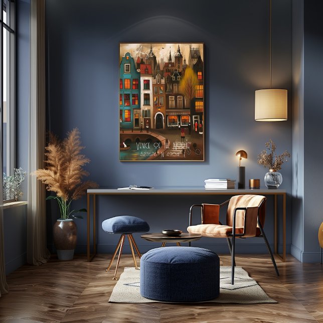 Póster Amsterdam: Venice of the North - Whimsical art (Criador carregado)