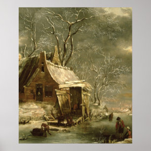 Poster Amsterdão, cena do inverno, século XVII