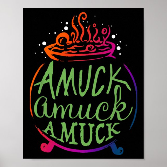 Poster Amuck Amuck Amuck Divertido Bruxa de Halloween Pre (Frente)