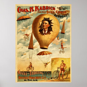 Poster Amusing WPA Poster, Bicycle Parachute Drop