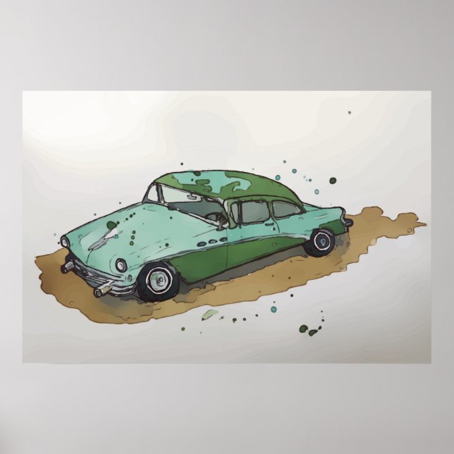 Poster An antique 1950's era sedan (Frente)