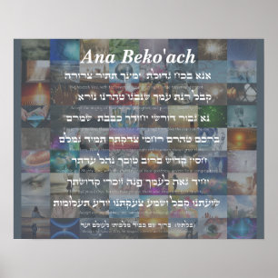 Poster Ana Beko'ach - nome de letra 42 do deus