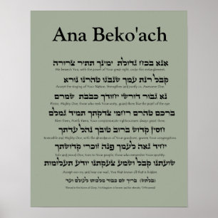 Póster Ana Beko'ach - nome de letra 42 do deus