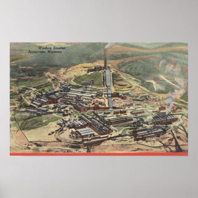 Póster Anaconda, Montana - Washoe Smelter View de (Frente)