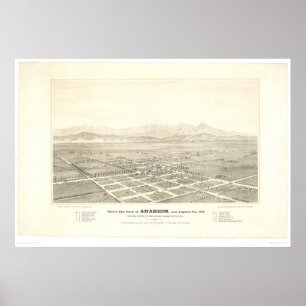 Póster Anaheim, mapa panorâmico do CA (0025A) -