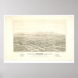 Poster Anaheim, mapa panorâmico do CA (0025A) - não
