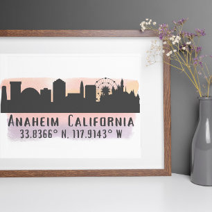 Poster Anaheim Skyline Latitude e Longitude