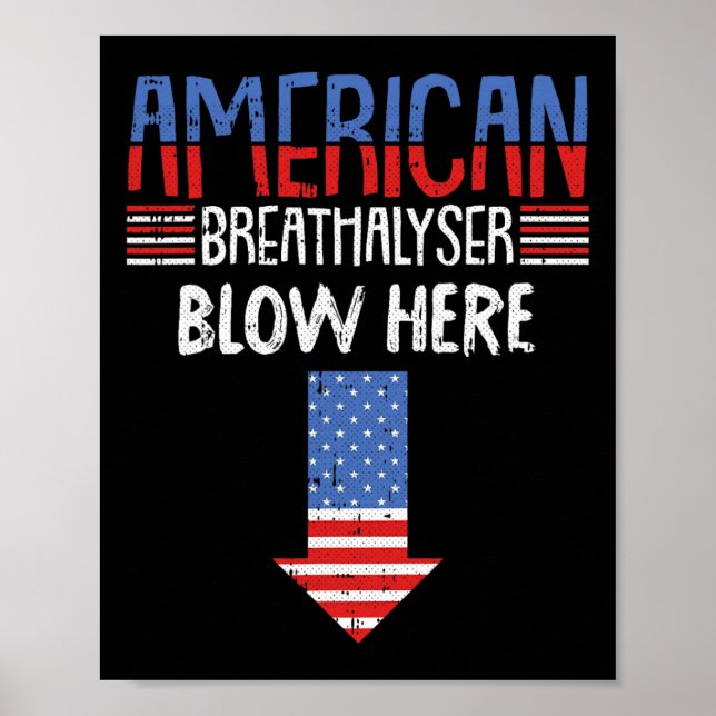 Poster Analisador de Respiração 4 de Julho Bandeira Ameri (Frente)