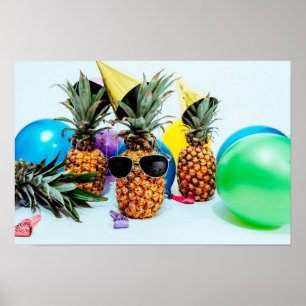 Poster Ananás de tempo de festa com Favoritos para festas