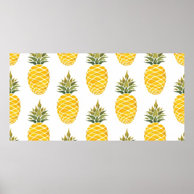 Poster Ananases. Ilustração pintada manualmente com aquar (Frente)