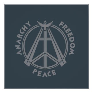 Póster Anarquia, Liberdade e Paz: Símbolo da Anarquia Mod