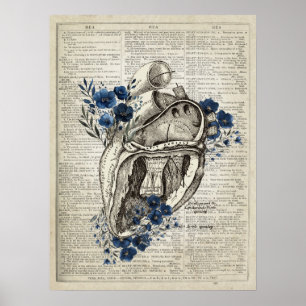 Poster Anatomia cardíaca com flores Dictionary Art