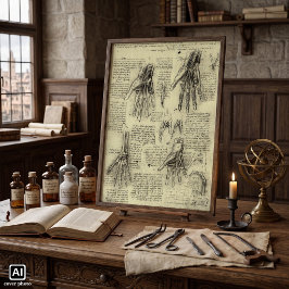 Poster Anatomia da Mão Humana por Leonardo da Vinci