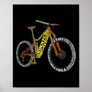 Poster Anatomia de Bicicleta Peças de Mountain Bike Mtb E